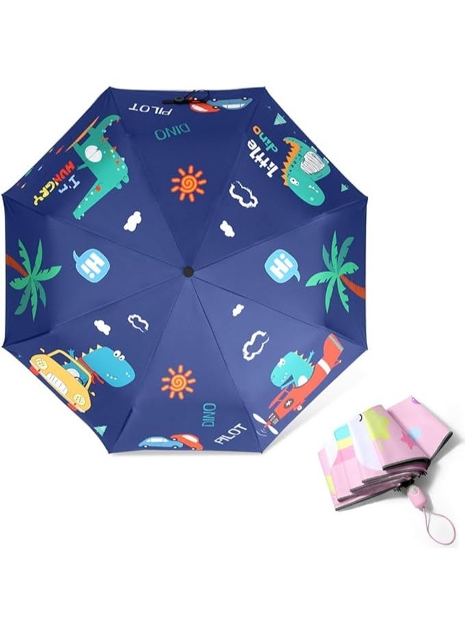 GOTOPCLS Automatic Kids Umbrella,Folding Telescopic Toddler Umbrellas Lightweight Cartoon Umbrella Portable Cute Sunscreen Umbrellas Sun/Rain Proof Protection Umbrella for Kids Boys&Girls - Image 1